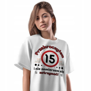 T-Shirt Damski Urodziny 15 15te 15-te XXL Prezent