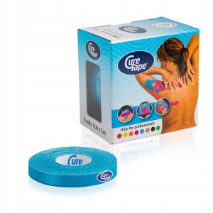  CureTape  Taśma do kinesiotapingu 1 cm x 5 m odcienie niebieskiego