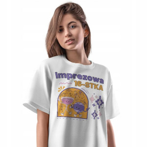 T-Shirt Damski Urodziny 16 16te 16-te L Prezent