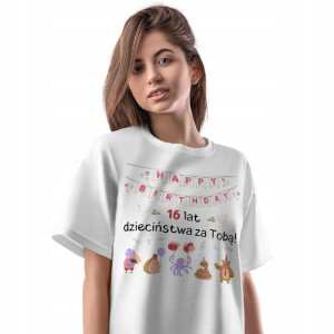 T-Shirt Damski Urodziny 16 16te 16-te Prezent