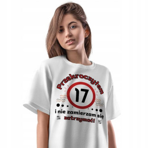 T-Shirt Damski Urodziny 17 17te 17-te L Prezent