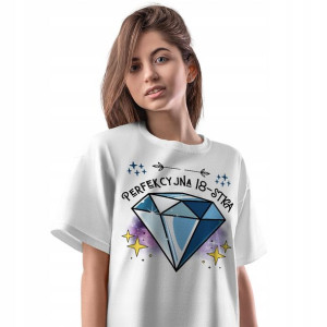 T-Shirt Damski Urodziny 18 18te 18-te M Prezent