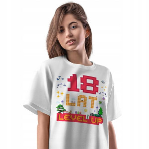 T-Shirt Damski Urodziny 18 18te 18-te M Prezent