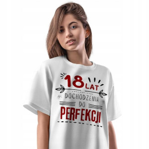 T-Shirt Damski Urodziny 18 18te 18-te M Prezent