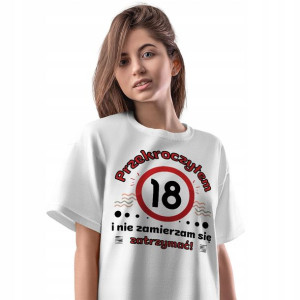 T-Shirt Damski Urodziny 18 18te 18-te M Prezent