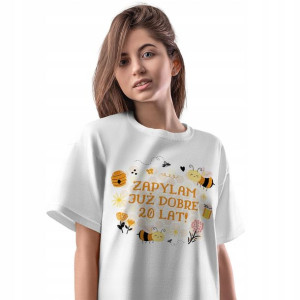 T-Shirt Damski Urodziny 20 20te 20-te M Prezent
