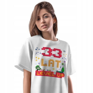 T-Shirt Damski Urodziny 33 33te 33-te XL Prezent