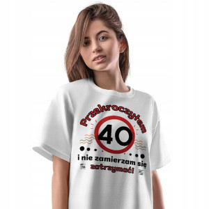 T-Shirt Damski Urodziny 40 40te 40-te M Prezent