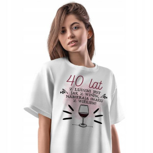 T-Shirt Damski Urodziny 40 40te 40-te XL Prezent