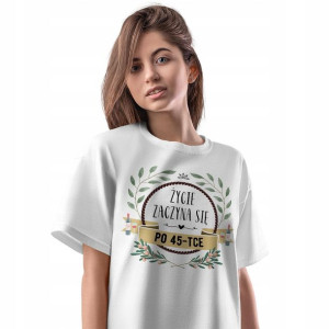 T-Shirt Damski Urodziny 45 45te 45-te L Prezent