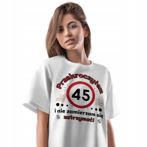 T-Shirt Damski Urodziny 45 45te 45-te XL Prezent