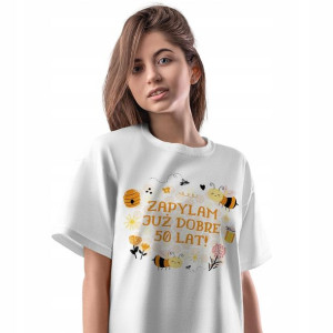 T-Shirt Damski Urodziny 50 50te 50-te L Prezent