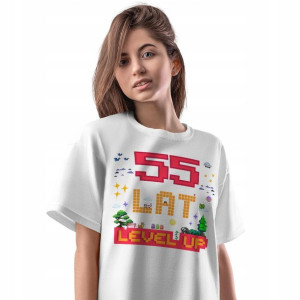 T-Shirt Damski Urodziny 55 55te 55-te L Prezent