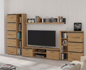 Meblościanka FARO DĄB ARTISAN do salonu rtv komoda