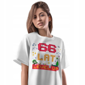 T-Shirt Damski Urodziny 66 66te 66-te M Prezent