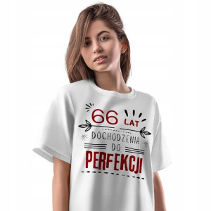 T-Shirt Damski Urodziny 66 66te 66-te M Prezent