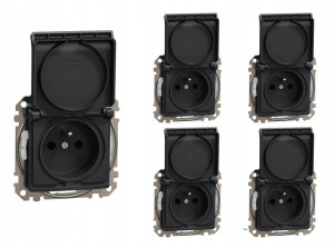 5x Sedna Design Gniazdko elektryczne IP44 czarne