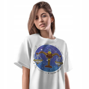 T-Shirt Damski Waga Znaki Zodiaku Horoskop