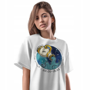 T-Shirt Damski Wodnik Znaki Zodiaku Horoskop