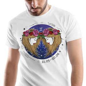 T-Shirt Męski Bliźnięta Znaki Zodiaku Horoskop