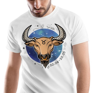 T-Shirt Męski Byk Zki Zodiaku Horoskop