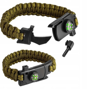 Bransoletka Survivalowa 5w1 Nóż Krzesiwo Paracord