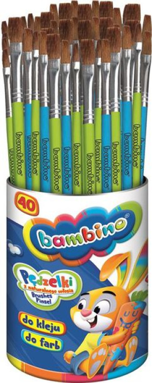 Pędzelki Do Farb I Kleju Bambino Mix X40 W Kubku