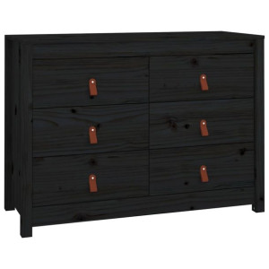 Komoda, czarna, 100x40x72 cm, lite drewno sosnowe