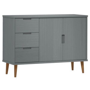 Szafka MOLDE, szara, 113x40x80 cm, lite drewno sosnowe