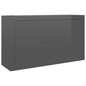 Komoda na wysoki połysk, szara, 120x36x69 cm, płyta wiórowa