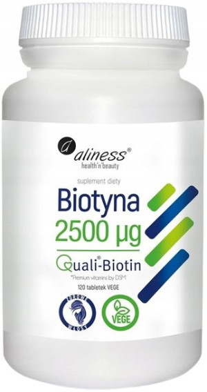 Aliness Biotyna 2500ug 120 vege tabs. WŁOSY SKÓRA