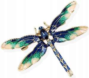 Broszka z cyrkoniami owad WAŻKA pin retro boho