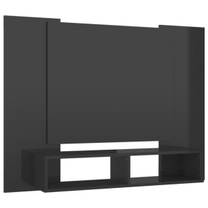 Wisząca szafka pod TV, szara, wysoki połysk, 120 x 23,5 x 90 cm
