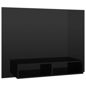 Wisząca szafka pod TV, czarna, wysoki połysk, 120x23,5x90 cm