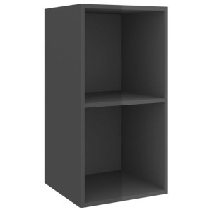 Wisząca szafka pod TV, wysoki połysk, szara, 37x37x72 cm