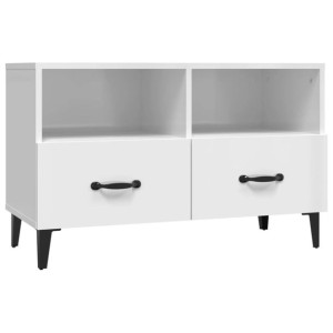 Szafka pod TV, biała, wysoki połysk, 80x36x50 cm