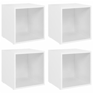 Szafki pod TV 4 szt., białe 37x35x37 cm materiał drewnopochodny