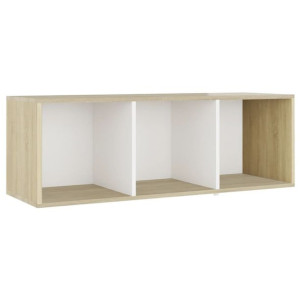 Szafka pod TV, biel i dąb sonoma, 107x35x37 cm, płyta wiórowa