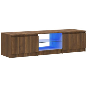 Szafka pod TV, z LED, brązowy dąb, 140 x 40 x 35,5 cm