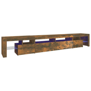 Szafka pod TV z oświetleniem LED, opalany dąb, 260x36,5x40 cm