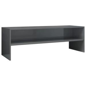 Szafka pod TV, szara, wysoki połysk, 120x40x40cm, płyta wiórowa
