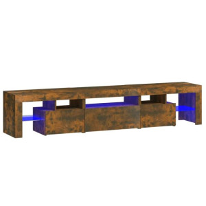 Szafka pod TV z oświetleniem LED, opalany dąb 200x36,5x40 cm