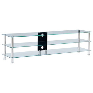 Szafka pod TV, przezroczysta, 150x40x40 cm, hartowane szkło