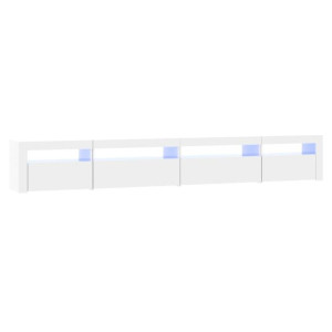 Szafka pod TV z oświetleniem LED, biała z połyskiem,270x35x40cm