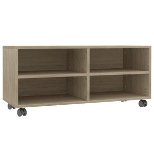 Szafka pod TV z kółkami, dąb sonoma, 90x35x35, płyta wiórowa