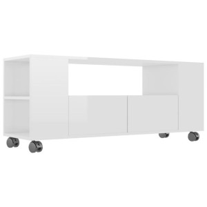 Szafka pod TV, wysoki połysk, biała, 120x35x48 cm