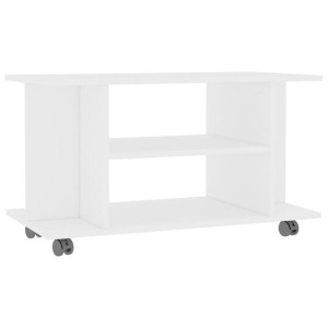 Szafka pod TV z kółkami, biała, 80x40x40 cm, płyta wiórowa