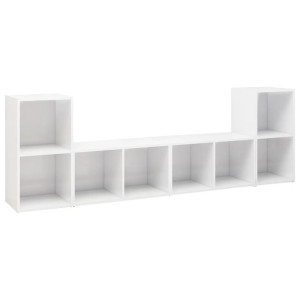 Szafki TV, 4 szt., białe, wysoki połysk, 72x35x36,5 cm, płyta