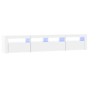 Szafka pod TV z oświetleniem LED, biała z połyskiem210x35x40 cm
