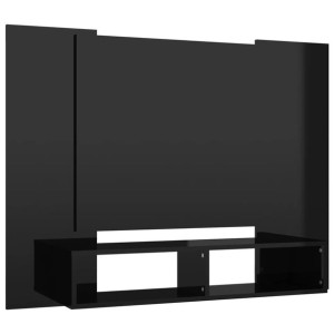 Wisząca szafka pod TV, czarna, wysoki połysk, 120x23,5x90 cm